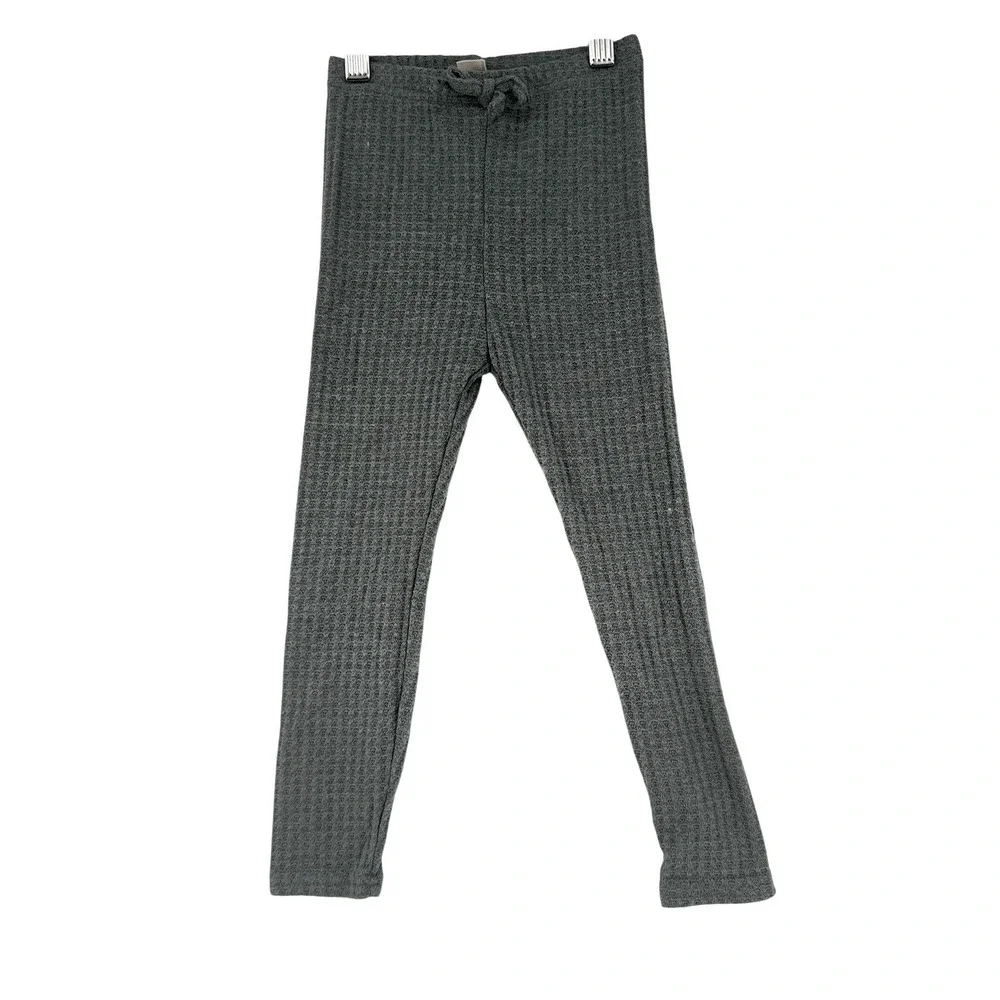 SHEIN Girls Grey Waffle Knit 2 Piece Lounge Set Cardigan Leggings Size 4Y